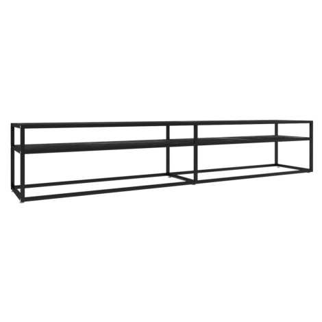 vidaXL TV stolek černý mramor 220 x 40 x 40,5 cm tvrzené sklo