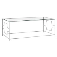 SHUMEE Konferenční stolek stříbrný 120 × 60 × 45 cm nerezová ocel a sklo, 289029