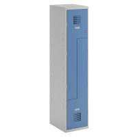Šatní Z-skříň, v x š x h 1800 x 400 x 500 mm, se soklem, dveře světlá modrá