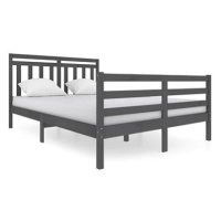 Rám postele šedý masivní dřevo 140 × 200 cm, 3100656