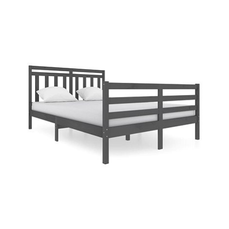 Rám postele šedý masivní dřevo 140 × 200 cm, 3100656 SHUMEE