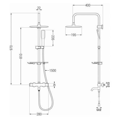 MEXEN/S KT67 vanový sloup s termostatickou baterií, chrom / bílá 779006793-00