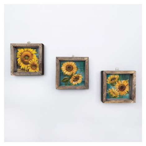 Wallity Sada nástěnných obrazů Sunflowers 15x15 cm 3 ks žlutá