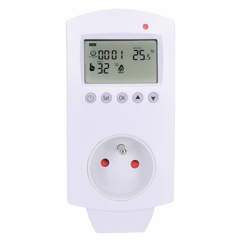 Solight termostaticky spínaná zásuvka, zásuvkový termostat, 230V/16A, režim vytápění nebo chlaze