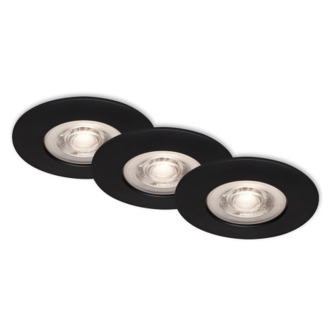 Brilo Vestavné LED svítidlo Kulana, 3 ks, stmívat., matné černé, pr. 9 x 2,5 cm