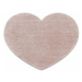 Koberec protiskluzový SHAPE 3105 Srdce Shaggy - špinavě růžový plyš