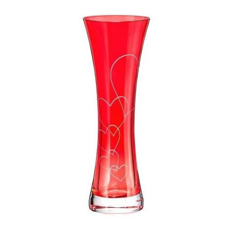 Crystalex červená skleněná váza Love 19,5 cm 1KS Crystalex-Bohemia Crystal