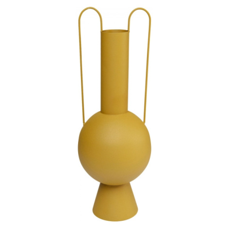 KARE Design Žlutá kovová váza Curvo 58cm