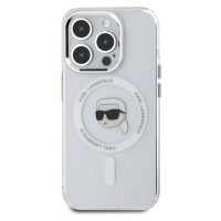 Zadní  kryt Karl Lagerfeld IML Karl Head Metal Frame MagSafe pro Apple iPhone 15 Pro, transparen