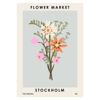 Ilustrace Flower Market Stockholm, NKTN, 30 × 40 cm