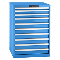 LISTA Zásuvková skříň, ocelový plech, v x š 1000 x 717 mm, 10 zásuvek, světle modrá