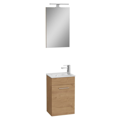 Koupelnová sestava s umyvadlem zrcadlem a osvětlením Vitra Mia 39x61x28 cm dub MIASET40D
