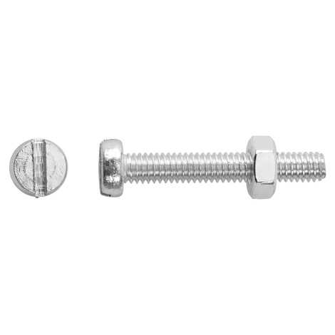 Závitový šroub s válcovou hlavou PZ bíle pozinkovaný M6 x 30 mm, 8 ks + matice