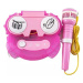 Mikrofon karaoke růžový plast na baterie se světlem v krabici 24x21x5,5cm