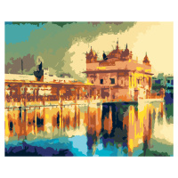 Malování podle čísel - ZLATÝ CHRÁM U AMRITSARU V INDII Rozměr: 80x100 cm, Rámování: vypnuté plát