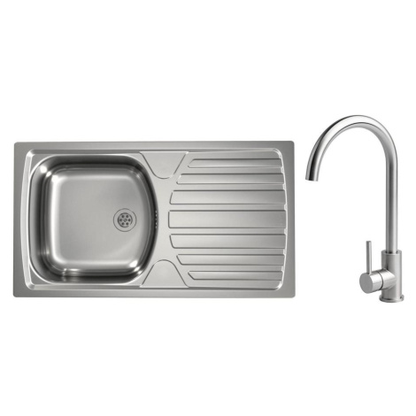 ALVEUS - Kuchyňský dřez BASIC 78x43,5 cm + dřezová baterie VIOLA 36,7 cm nerez AV0146+AV0148