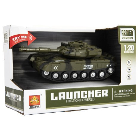 Tank plast 20cm na setrvačník na baterie se světlem se zvukem v krabici 24x16x11cm Teddies