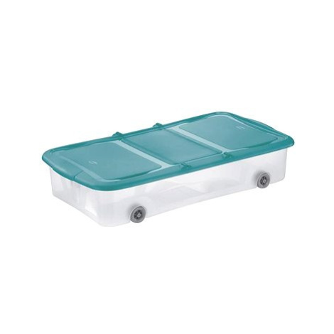 Tontarelli STOCK Box 74 × 39,5 × 15 cm 27,5 l s víkem a kolečky transparent/modrá