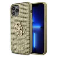 Guess PU Perforated 4G Glitter Metal Logo kryt iPhone 12/12 Pro zlatý