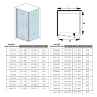 H K Obdélníkový sprchový kout MELODY D1 80x90 cm s jednokřídlými dveřmi