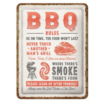 Plechová cedule BBQ Rules, (15 x 20 cm)