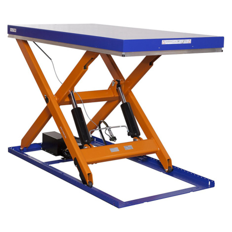Edmolift Kompaktní zvedací stůl, nosnost 2000 kg, plošina d x š 2200 x 1200 mm, užitečný zdvih 1