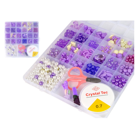mamido  Sada korálků na výrobu šperků se sponkami fialová