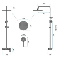 REA Sprchový set s baterií 150mm Roger zlatý REA-P0692