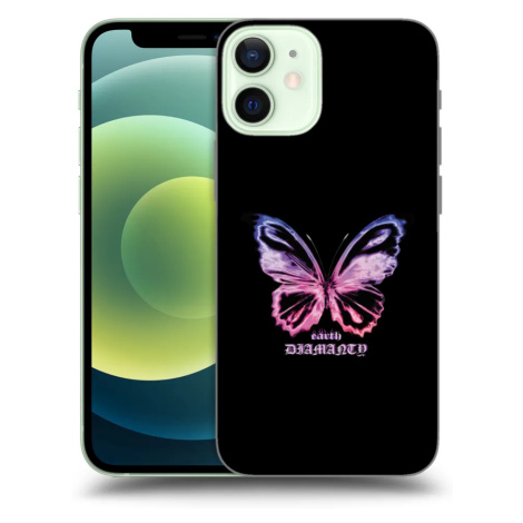 Silikonový černý obal pro Apple iPhone 12 mini - Diamanty Purple