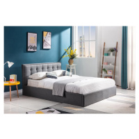 Dvoulůžková postel  PADVA –⁠ 160x200, látka, šedá