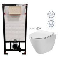 DEANTE Podomítkový rám, pro závěsné WC mísy bez tlačítka + WC CERSANIT CLEANON CITY CST_WC01 X C