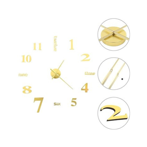 3D Nástěnné hodiny s moderním designem 100 cm XXL zlaté SHUMEE