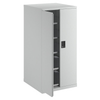LISTA Zásuvková skříň s otočnými dveřmi, výška 1450 mm, 5 polic, nosnost 75 kg, světle šedá