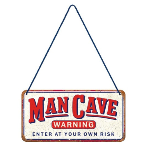 Plechová cedule Man Cave - Enter at Your Own risk, (20 x 10 cm) POSTERSHOP