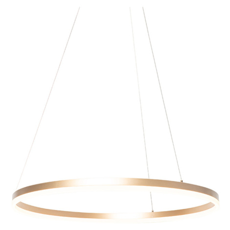 Designová prstenová závěsná lampa zlatá 80 cm včetně LED a stmívače - Anello QAZQA