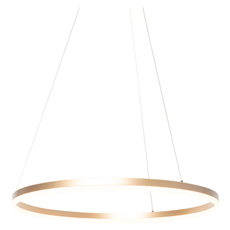 Designové závěsné svítidlo zlaté 80 cm vč. LED 3-stupňové stmívatelné - Anello QAZQA