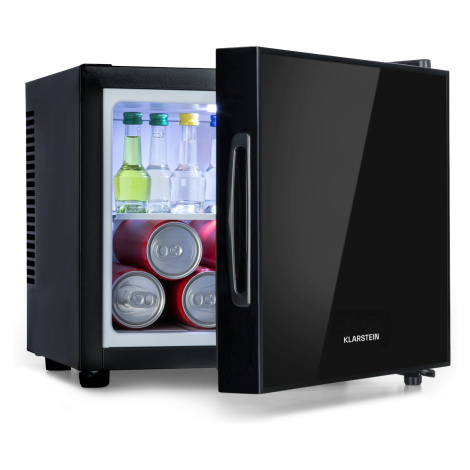 Klarstein Happy Hour, mini lednice, 9 l, energetická třída A, dveře se zrcadlovým sklem, černá