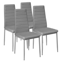 tectake 401843 4 jídelní židle, syntetická kůže - šedá - šedá