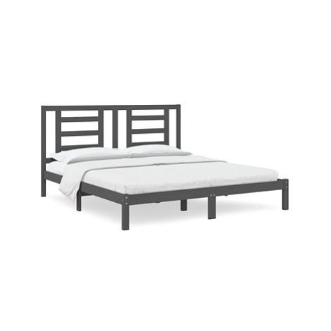 Rám postele šedý masivní dřevo 180 × 200 cm Super King, 3104365 SHUMEE
