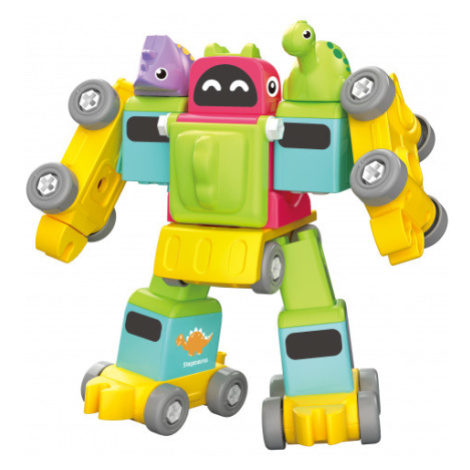 KIDS WORLD MALÝ KUTIL 2 v 1 Vláček s dinosaury a robot šroubovací stavebnice