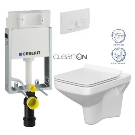 Geberit KOMBIFIX Basic tlačítko DELTA 50 Bílé WC CERSANIT COMO + SEDÁTKO 110.100.00.1 50BI CO1