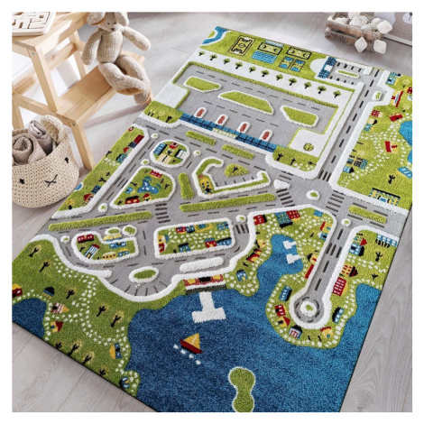 Dětský koberec Sensory s motivem přímořského městečka Šírka: 100 cm | Dĺžka: 150 cm