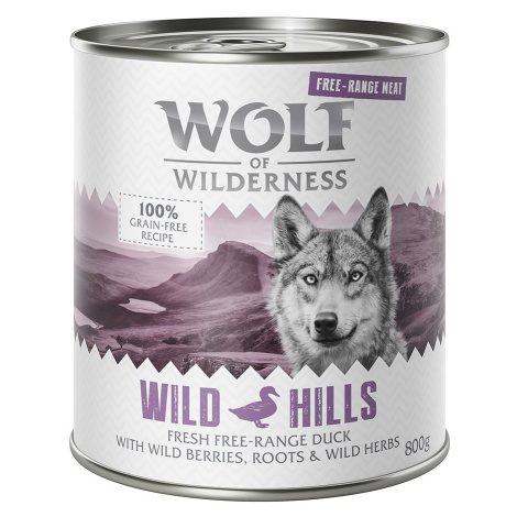Výhodné balení Wolf of Wilderness "Free-Range Meat" 12 x 800 g - Wild Hills - kachní