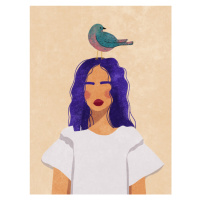 Ilustrace Girl with bird, Raissa Oltmanns, 30 × 40 cm