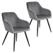 tectake 404026 2x židle marilyn sametový vzhled černá - šedo - černá - šedo - černá