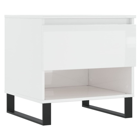 vidaXL Konferenční stolek lesklý bílý 50 x 46 x 50 cm kompozitní dřevo