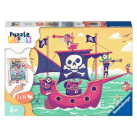 Ravensburger 05592 puzzle & play piráti a země na dohled 2x24 dílků