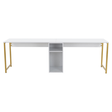 Kalune Design Kancelářská sestava pro 2 osoby TWIN bílá/zlatá