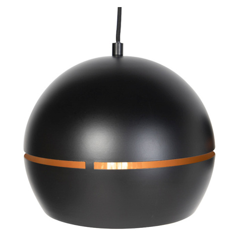 Designová závěsná lampa černá se zlatým vnitřním 3 světlem - Buell QAZQA