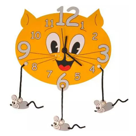 DoDo Dětské dřevěné hodiny kočka s myškami